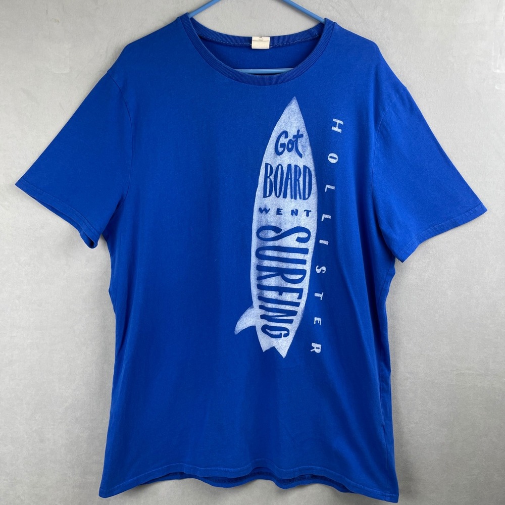 Hollister Mens Royal Blue Got Board Went Surfing Surfboard Graphic Tee Y2K XL